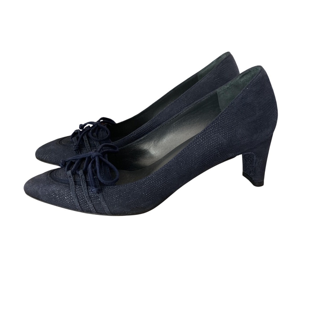 Stuart Weitzman Navy Blue Suede Ghillie Lace-Up Pumps Women's Size 8M - Picture 4 of 15